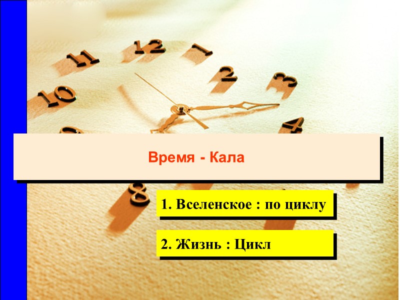 Время - Кала 1. Вселенское : по циклу 2. Жизнь : Цикл